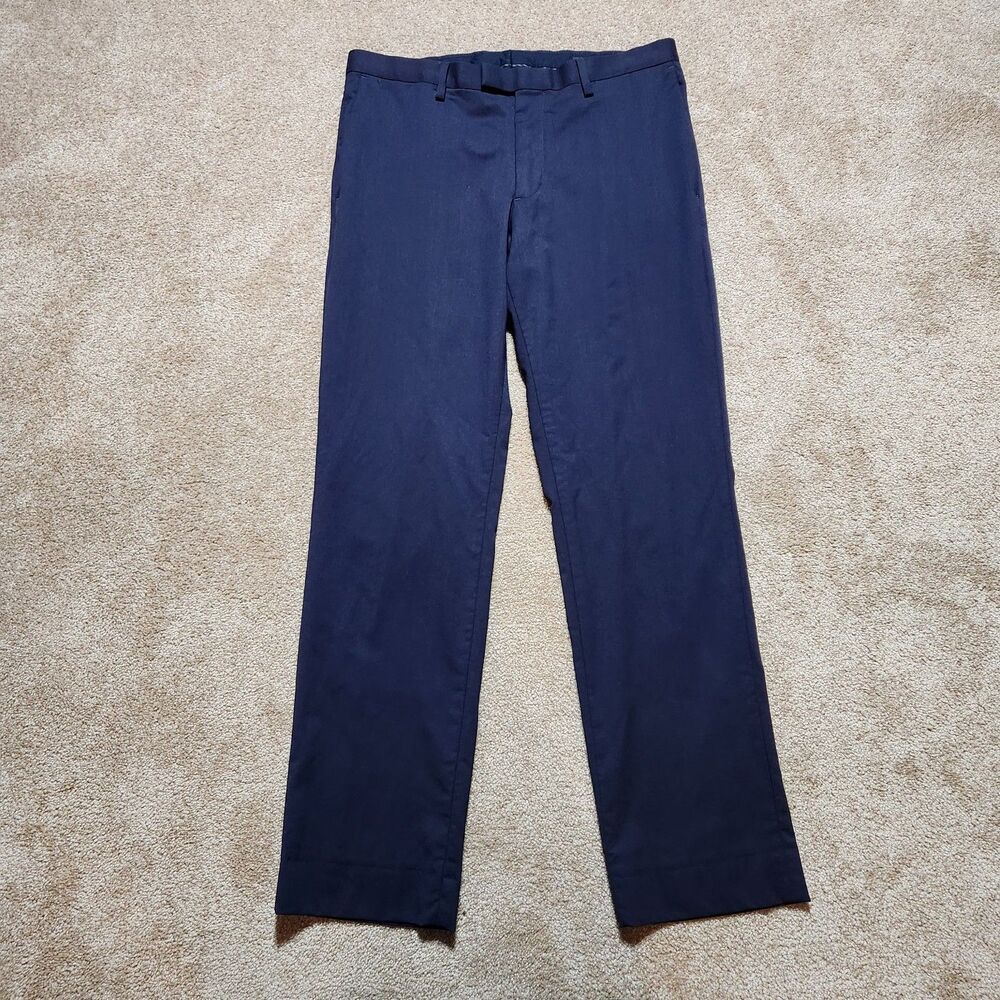 Banana Republic Dress Pants Men 31x30 (32X29) Navy Blue Marzotto Super 120s Wool